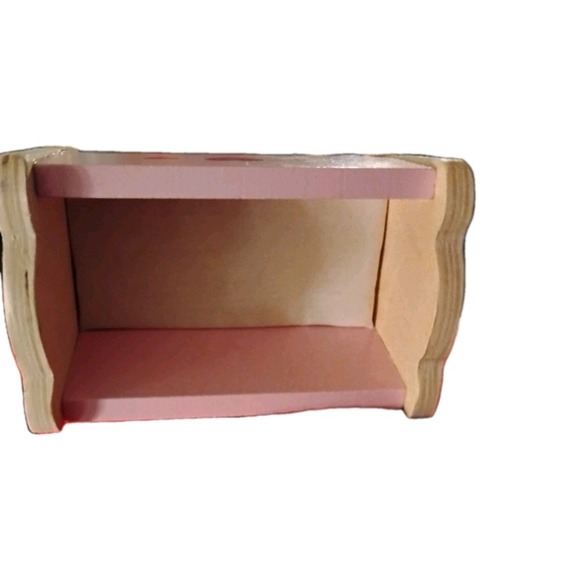 Pink Wooden Cradle Dollhouse Furniture Nursery Rocking Crib Bed  miniature Heart - Picture 4 of 7